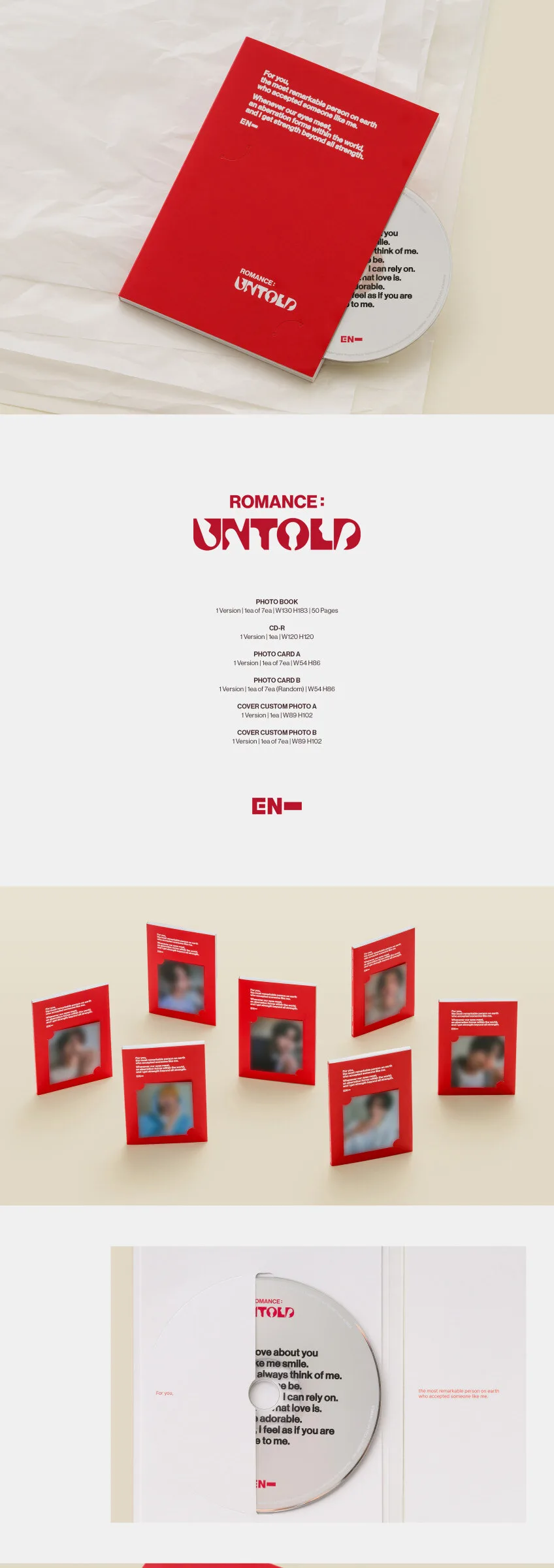 KPOP FEVER ENHYPEN ROMANCE UNTOLD 7-piece Set ENGENE Version Detail