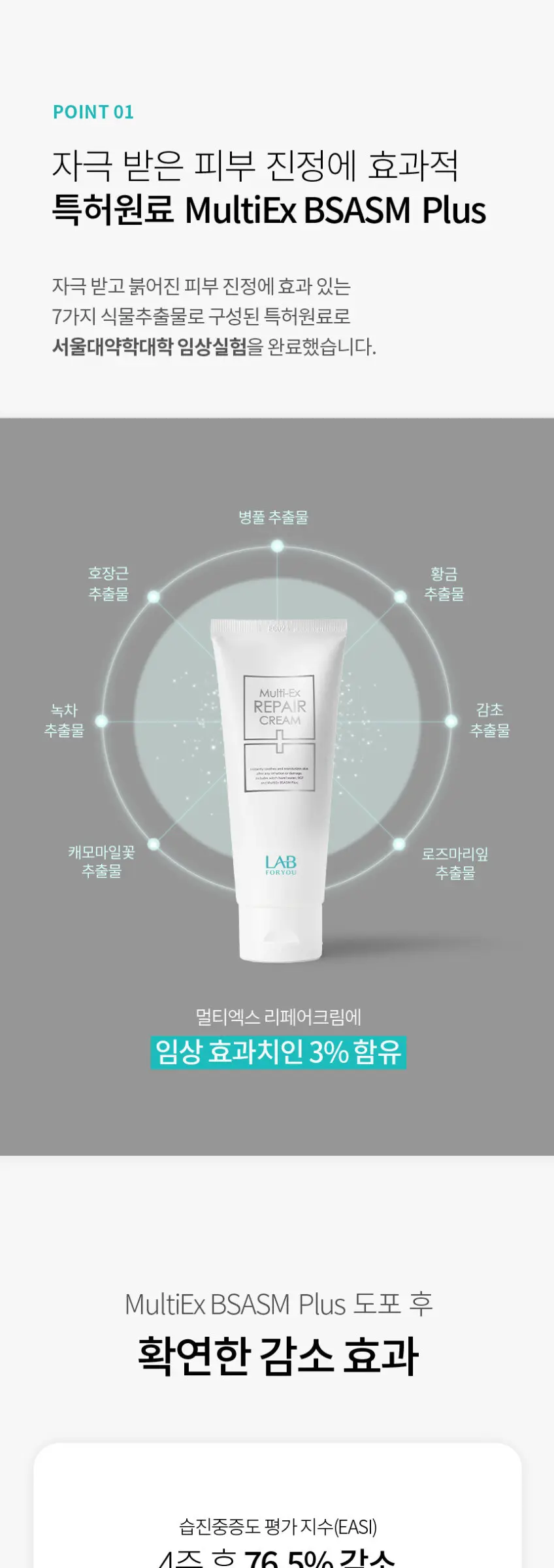 LAB FOR YOU Multi-Ex REPAIR CREAM 100ml + 20ml Sample Soothing Cream Dermatology Peptide Detail