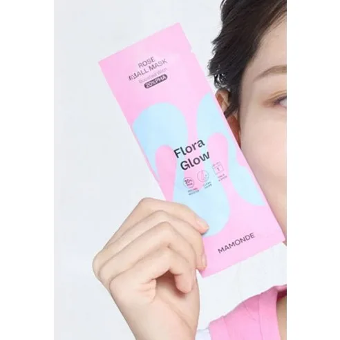Mamonde Flora Glow Rose Ball Mask 3.5ml x 5pack - 20% PHA Express Peeling Booster - Image 3