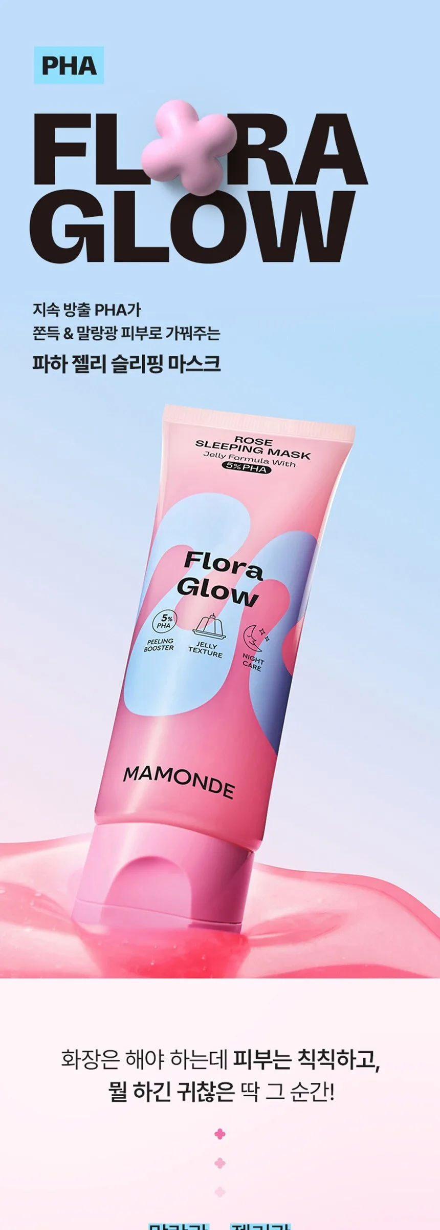 Mamonde Flora Glow Rose Sleeping Mask 5% PHA Jelly Formula Detail