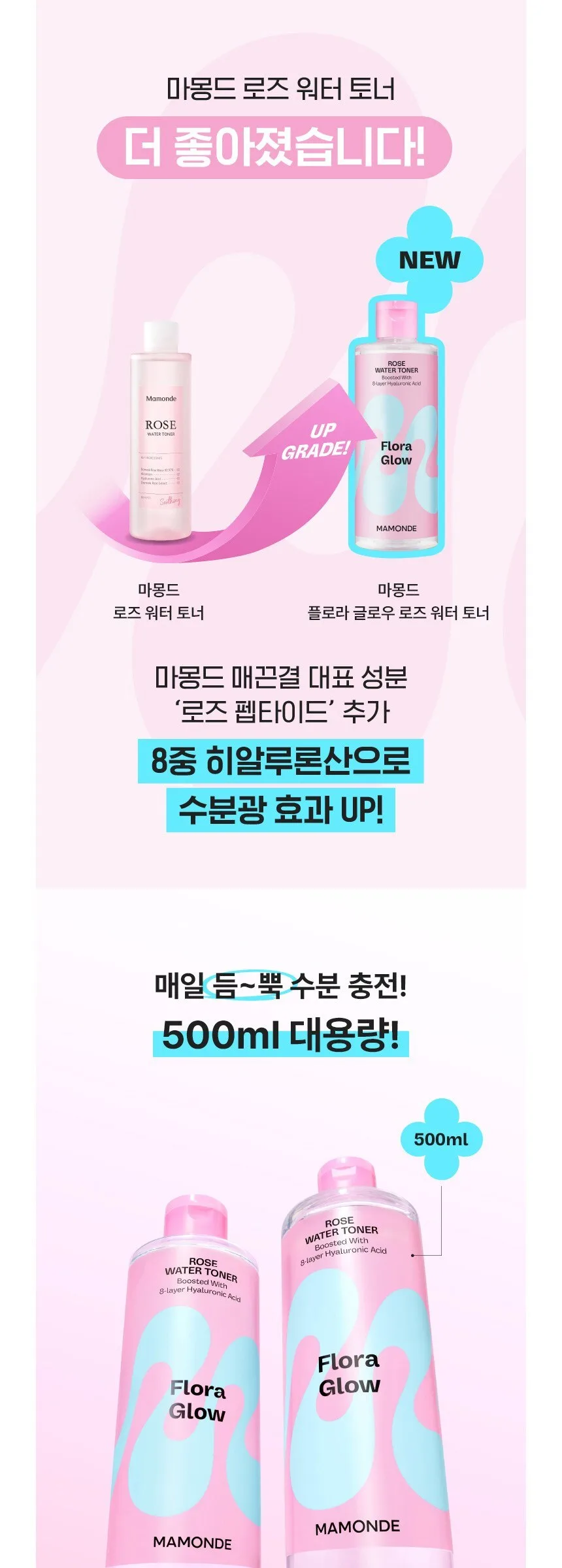 Mamonde Flora Glow Rose Water Toner 500ml Detail