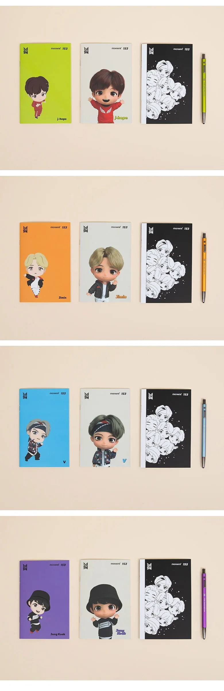 Monami TinyTAN 153 ID Notebook Set RM 1set Detail