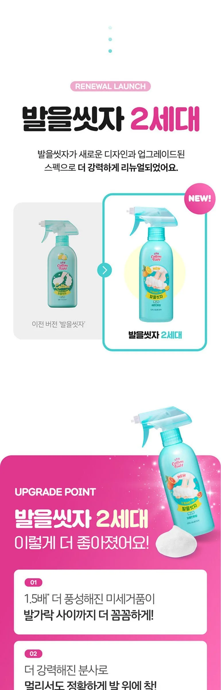 ON:THE BODY COTTON FOOT CLEANSING FOOT SHAMPOO 2.0 LEMON MINT SCENT 385ml Detail