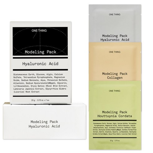 ONE THING Modeling Pack 20g x 7ea 3 Types Set - Houttuynia Cordata + Collagen + Hyaluronic Acid Modeling Pack