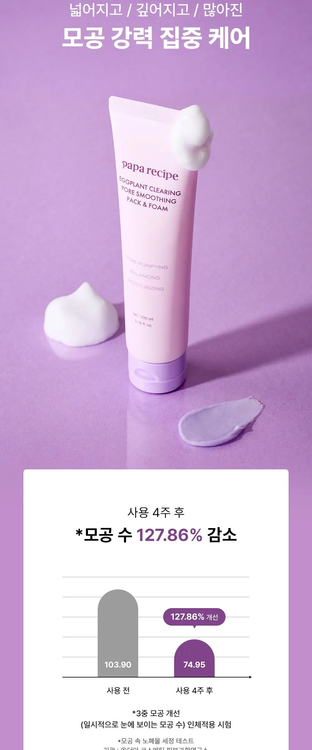 papa recipe Eggplant Clearing Pore Smoothing Pack & Foam 100 ml Detail