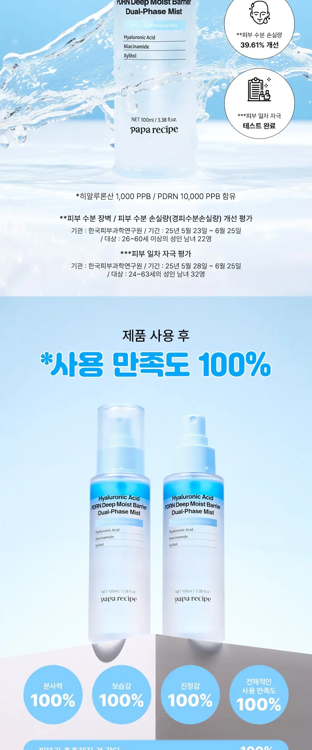 papa recipe Hyaluronic Acid PDRN Deep Moist Barrier Dual-Phase Mist 100ml Detail