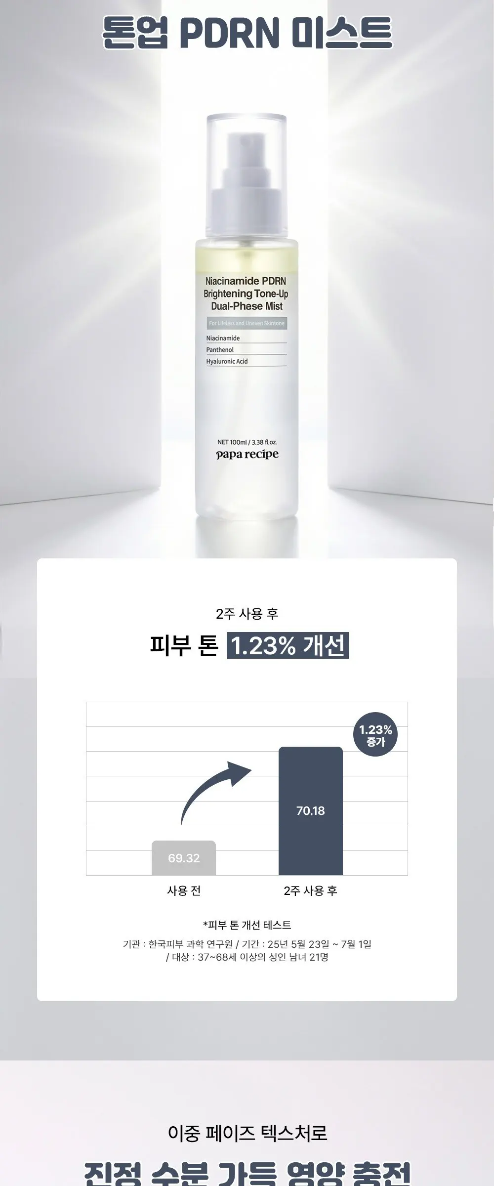 papa recipe Niacinamide PDRN Brightening Tone-Up Dual-Phase Mist 100ml Detail