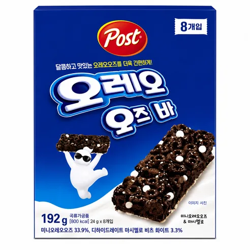 Post OREO O's Bar 192g (8 Bars, Cereal Snack with Mini Oreo O's & Marshmallow Bits)