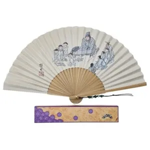 Premium Korea Foldable Traditional Bamboo Fan Large Size - Folk Painting