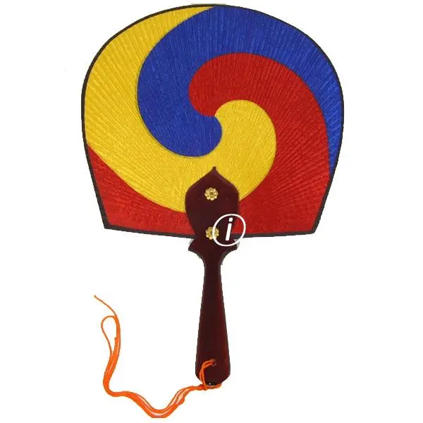 Sam Hwa Gong Ye Korean Taeguk Hand Fan (Small 17.3x28cm, 1pc) Traditional Silk Interior Fan Detail