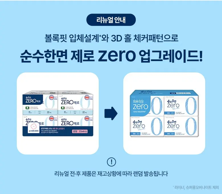 SUSUhanmyeon zero Pure Cotton Sanitary Pads Wing Type Medium 22pcs x 4 Packs (Total 88 Pads) Detail