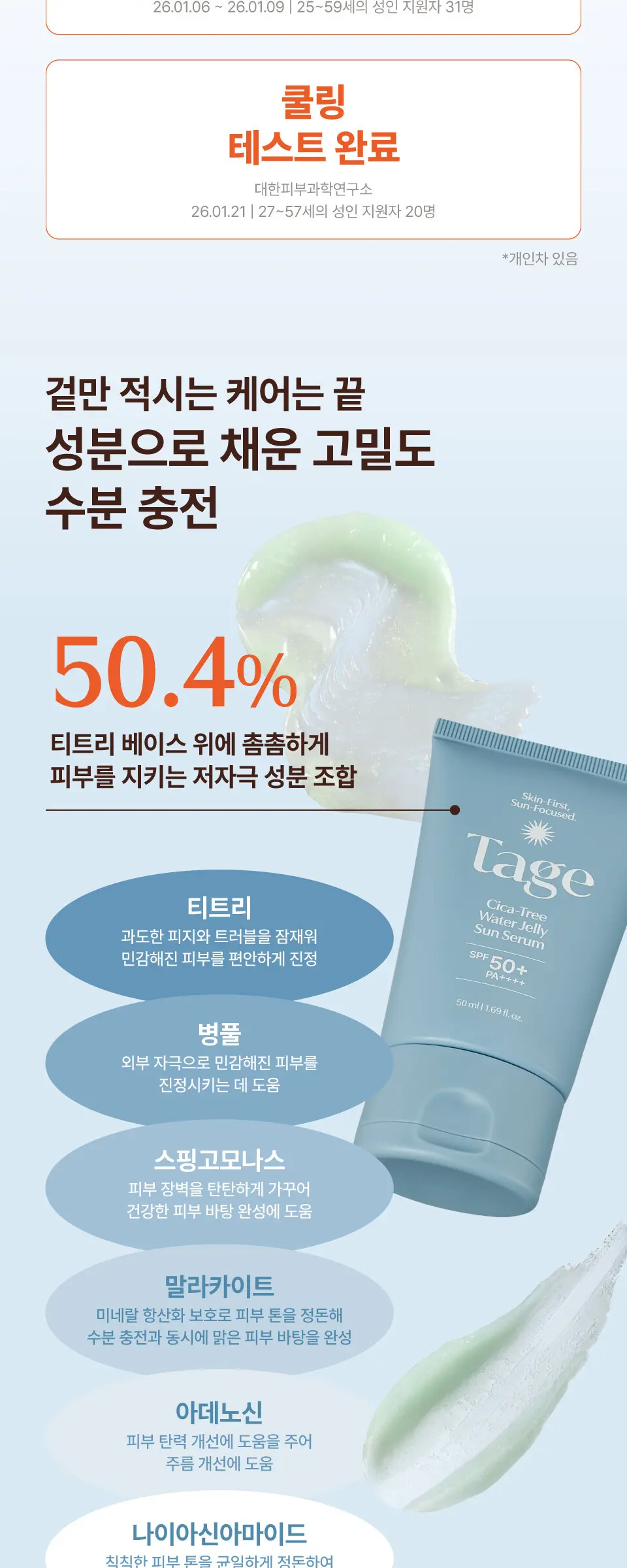 Tage Cica-Free Water Jelly Sun Serum SPF 50+ PA++++ 50ml Detail