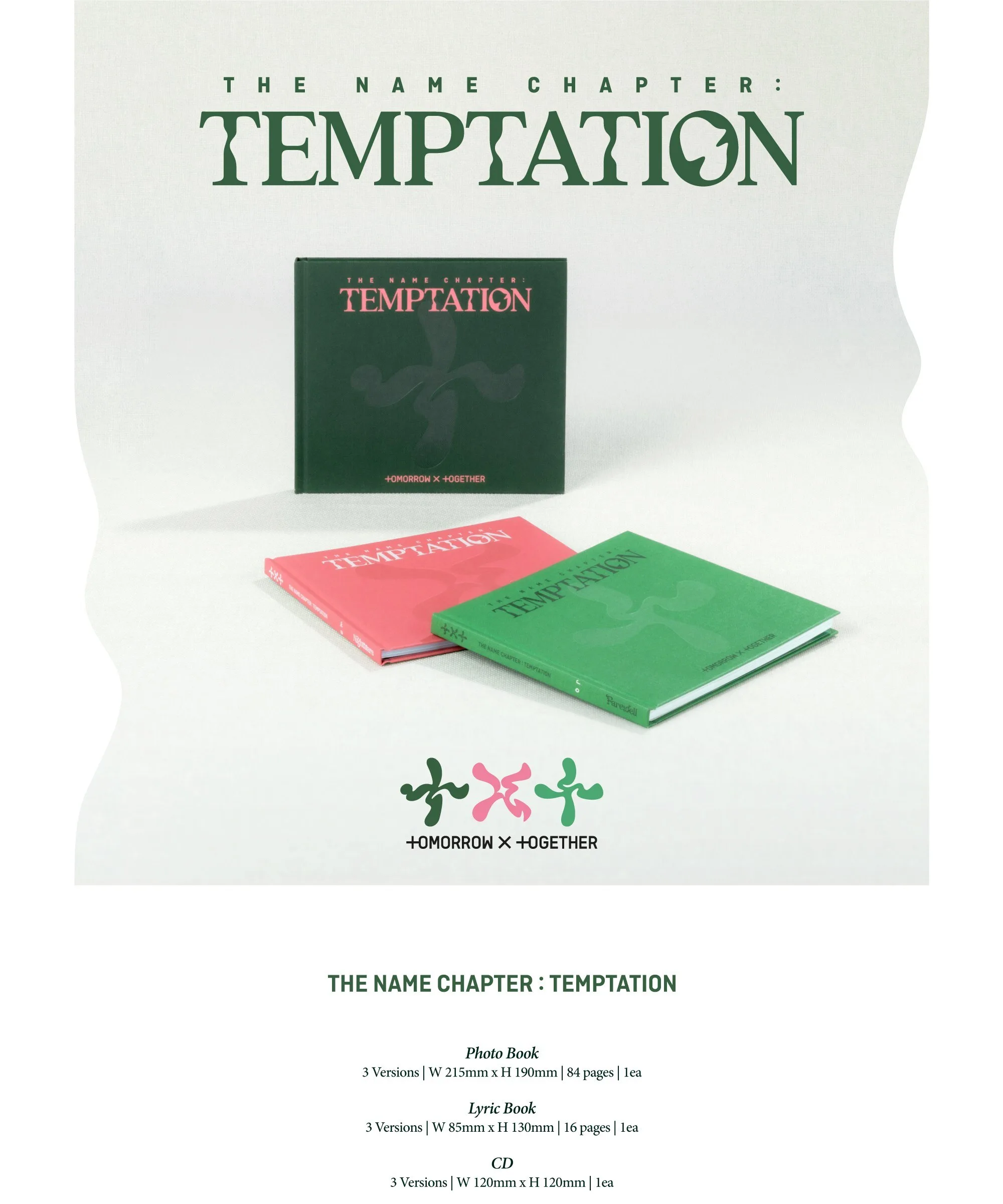 TOMORROW X TOGETHER - THE NAME CHAPTER: TEMPTATION Random Ver. K-POP Album (3 Versions, Photobook, Photocard, Poster Included) Detail