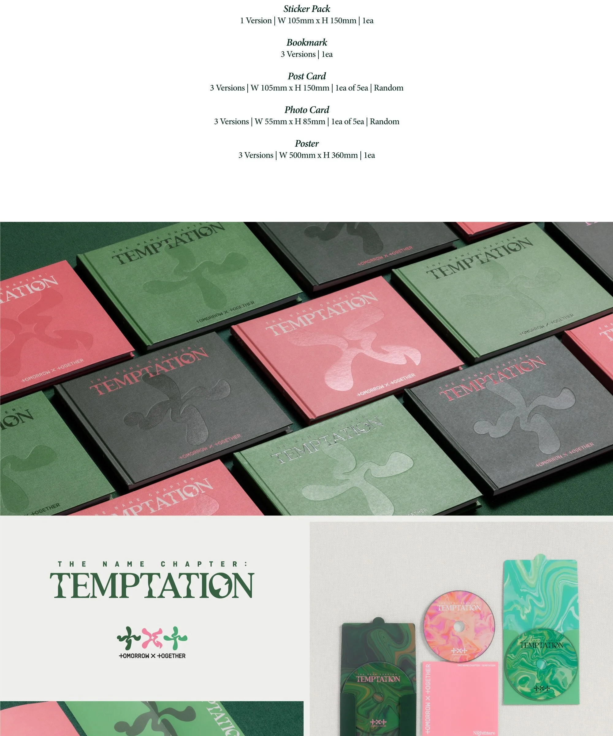 TOMORROW X TOGETHER - THE NAME CHAPTER: TEMPTATION Random Ver. K-POP Album (3 Versions, Photobook, Photocard, Poster Included) Detail