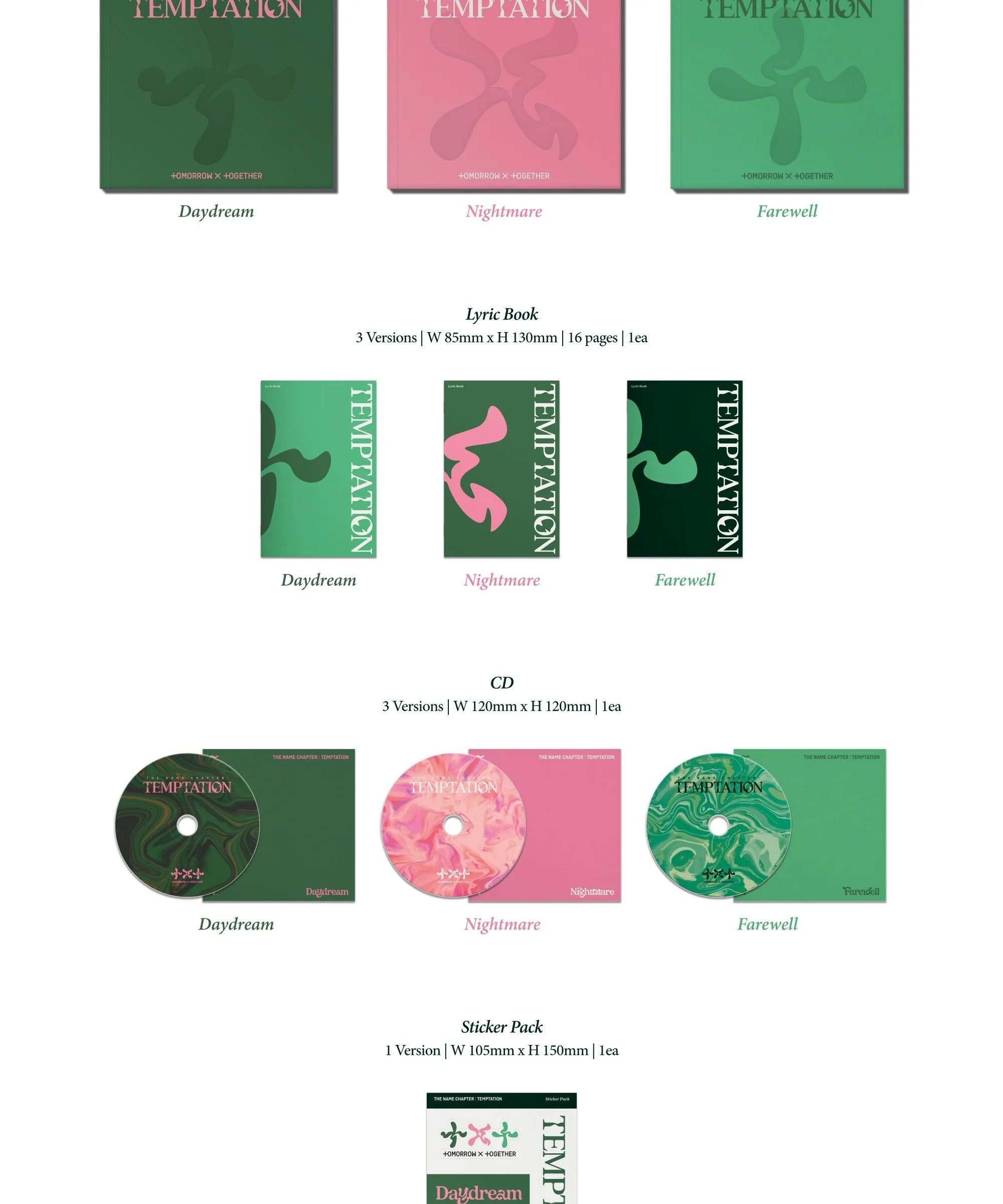 TOMORROW X TOGETHER - THE NAME CHAPTER: TEMPTATION Random Ver. K-POP Album (3 Versions, Photobook, Photocard, Poster Included) Detail