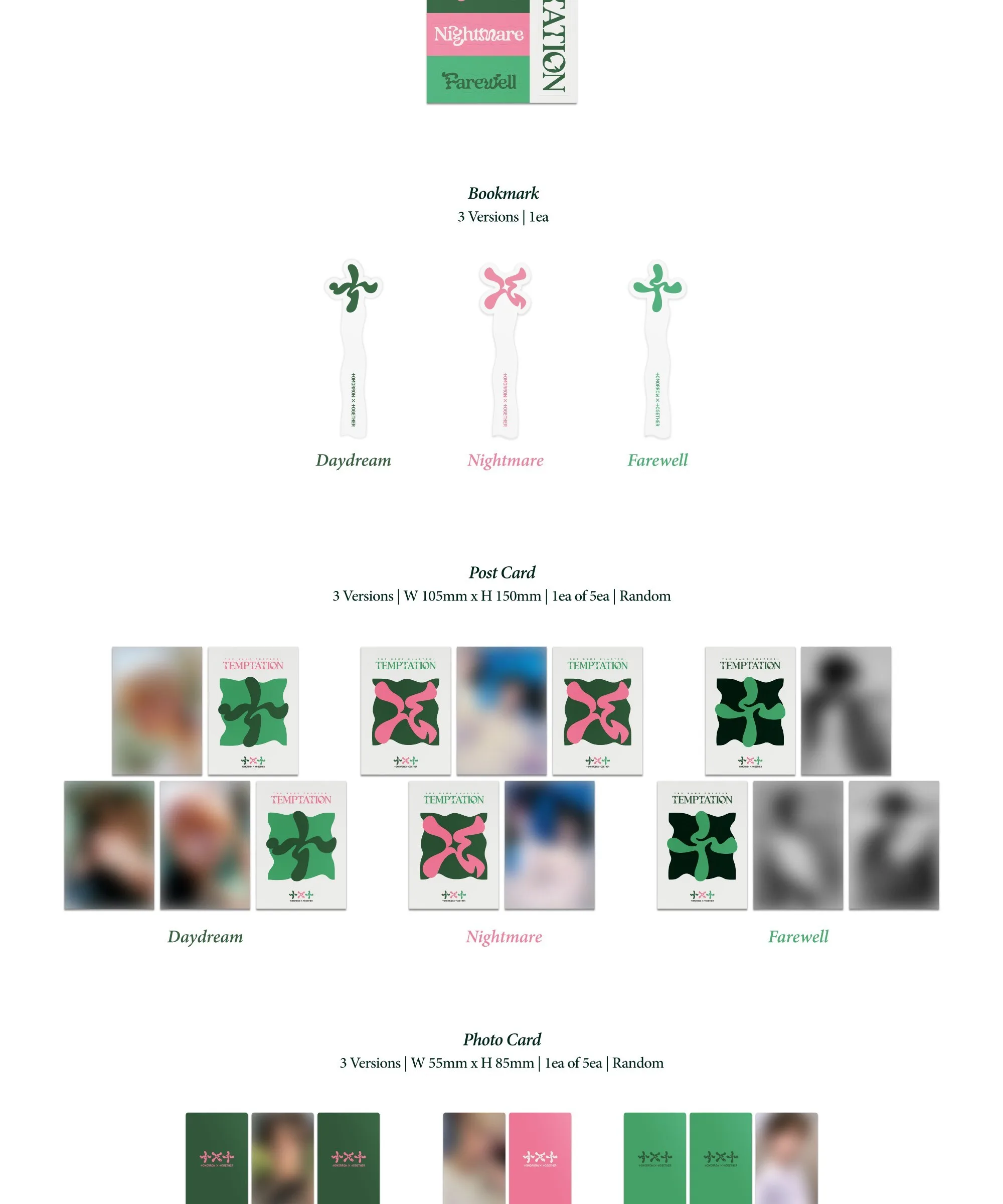TOMORROW X TOGETHER - THE NAME CHAPTER: TEMPTATION Random Ver. K-POP Album (3 Versions, Photobook, Photocard, Poster Included) Detail
