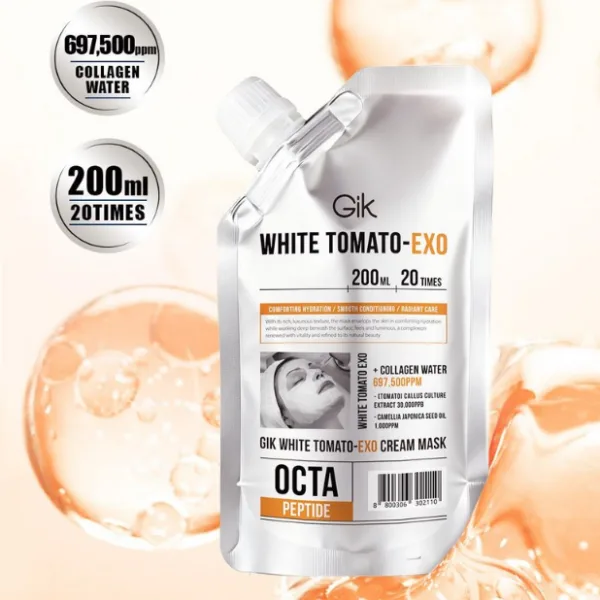Gik White Tomato Exo 200ml - Tone-up, Radiance, Moisture, Soothing Sleeping Cream Applyable Mask Pack