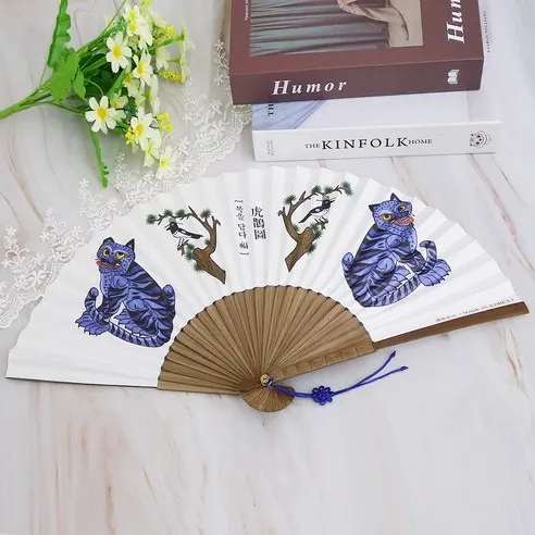 Traditional Korean Paper Fan Ho-jak-do Ojukseonbuchae Decorative Goods - Made in Korea