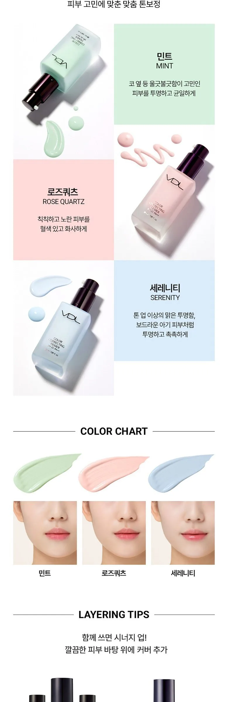 VDL Color Correcting Primer 30ml SERENITY SPF 20 PA++ Detail