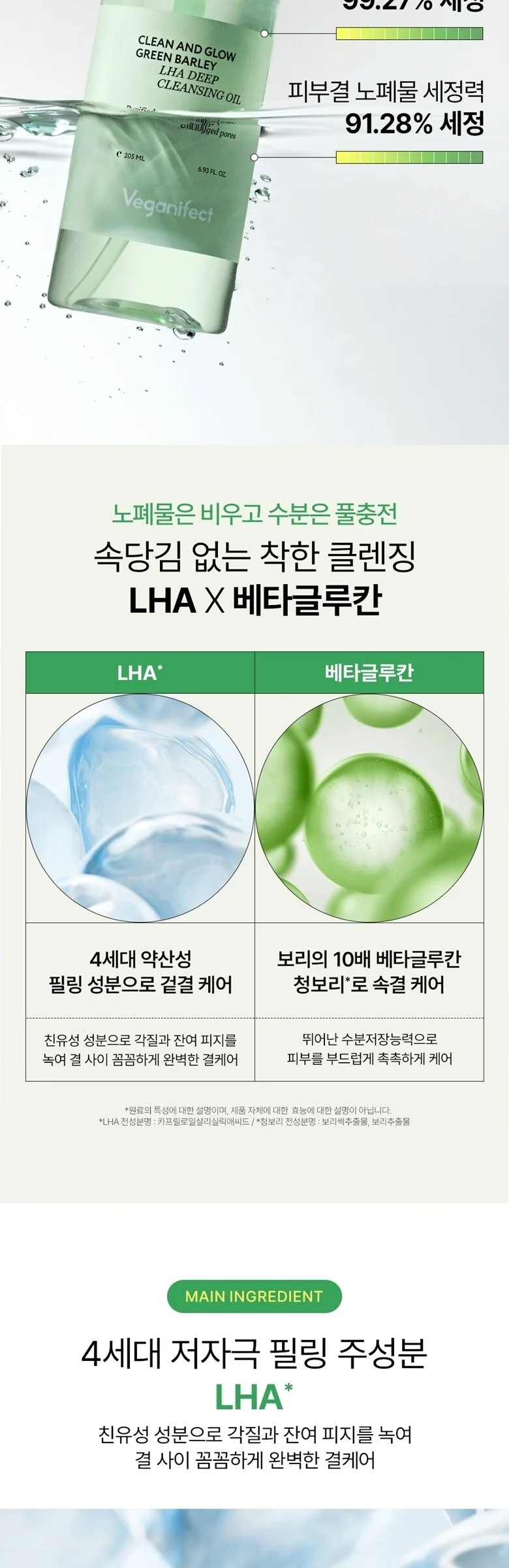 Veganifect Clean and Glow Green Barley LHA Deep Cleansing Oil 205ml Detail