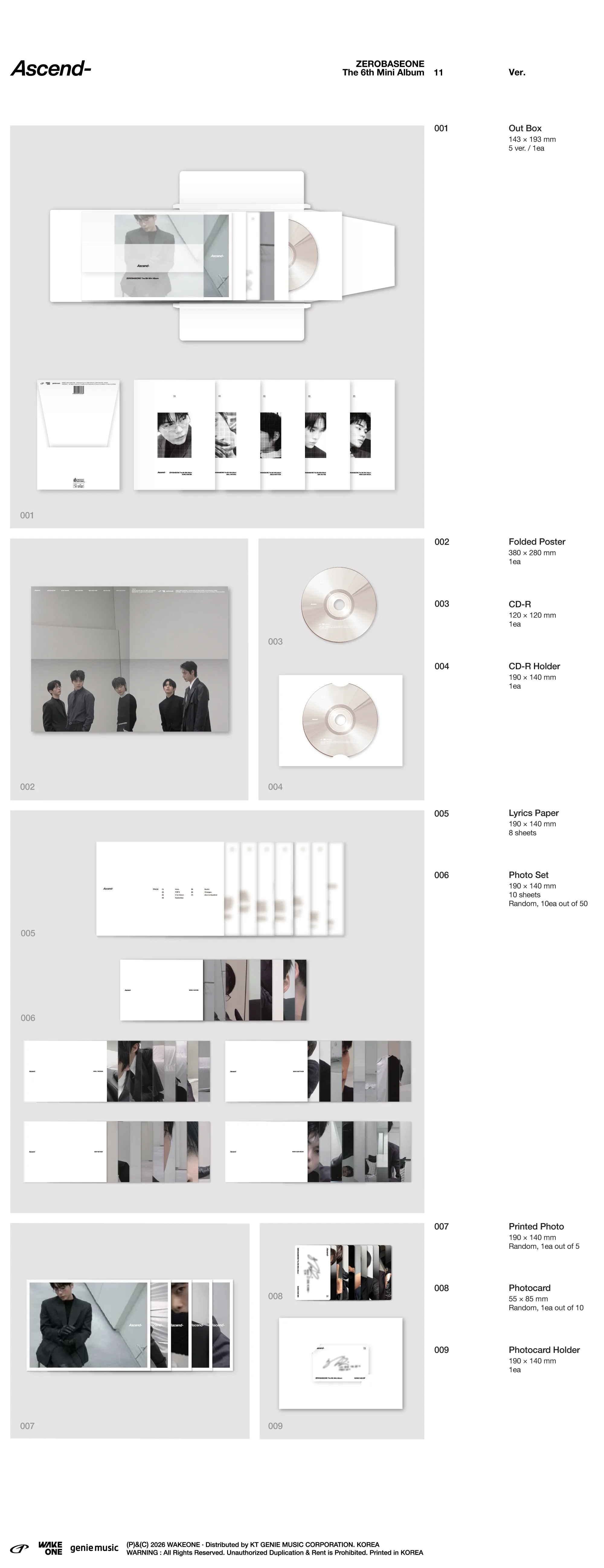 ZEROBASEONE The 6th Mini Album Ascend- 11 Ver. Detail
