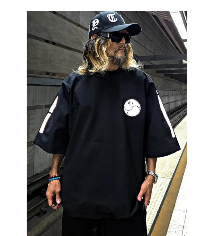 ByTheR Korean Flag Reflective Short Sleeve T-Shirt Black