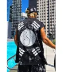 ByTHeR Rough Painting Korean Flag V-Neck Mesh Cut-Off Sleeveless Top Black