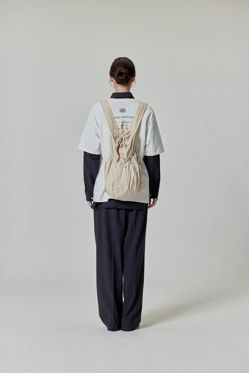 ALENE Pleated Drawstring Nylon Backpack 2 Colors Detail