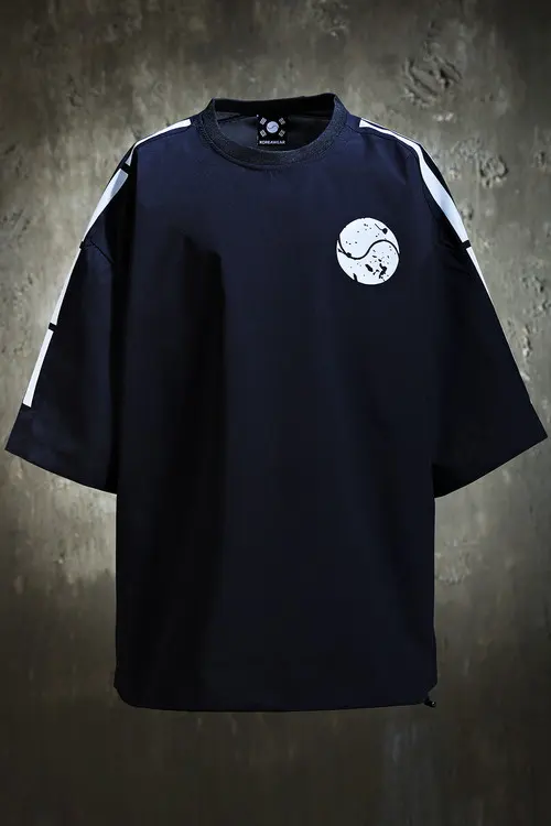 ByTheR Korean Flag Reflective Short Sleeve T-Shirt Black