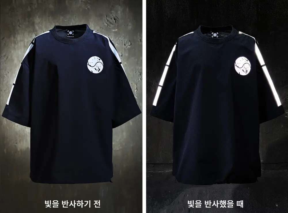 ByTheR Korean Flag Reflective Short Sleeve T-Shirt Black Detail