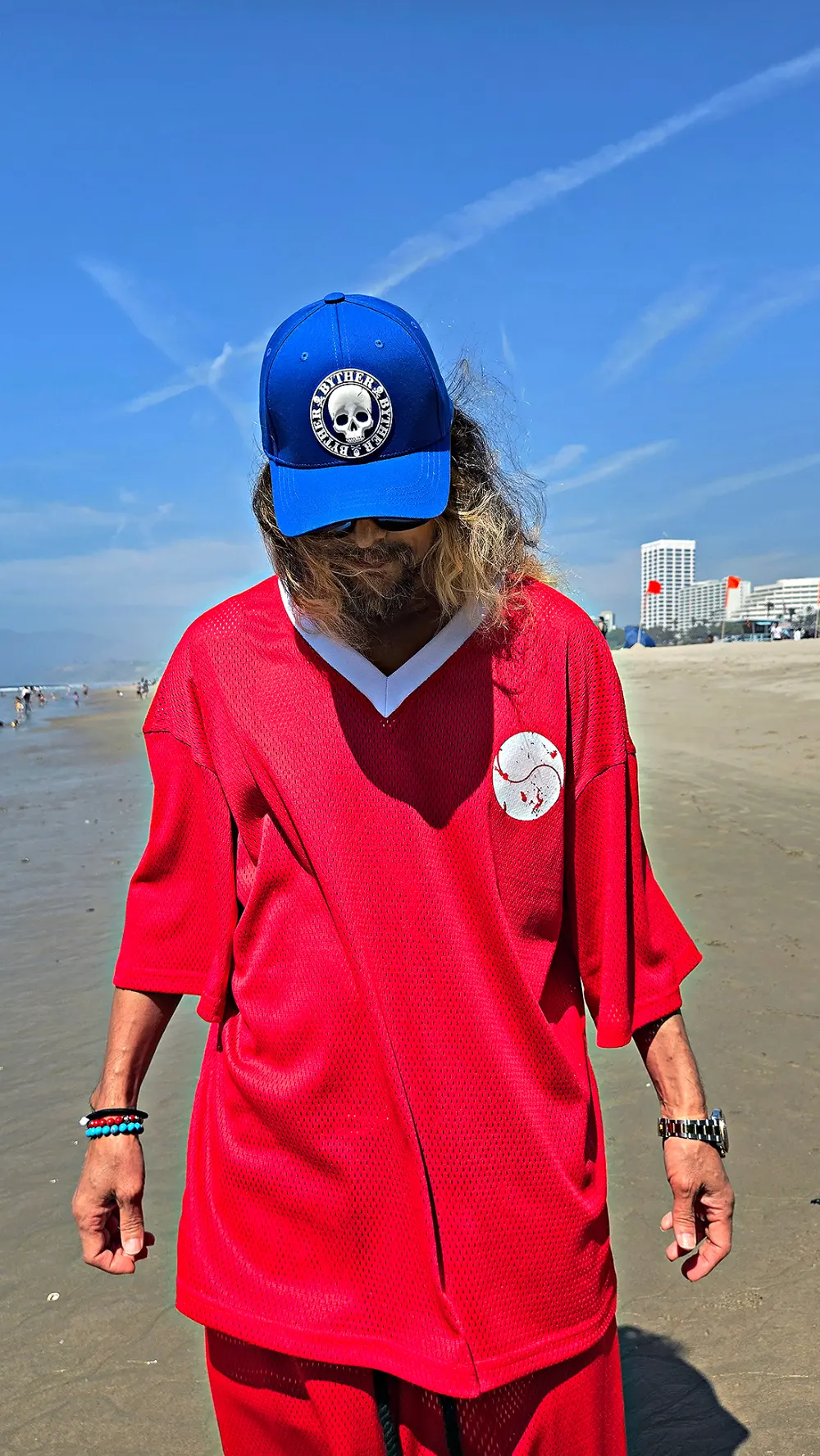 ByTheR Korean Flag V-Neck Mesh Short-Sleeve T-Shirt Red Detail