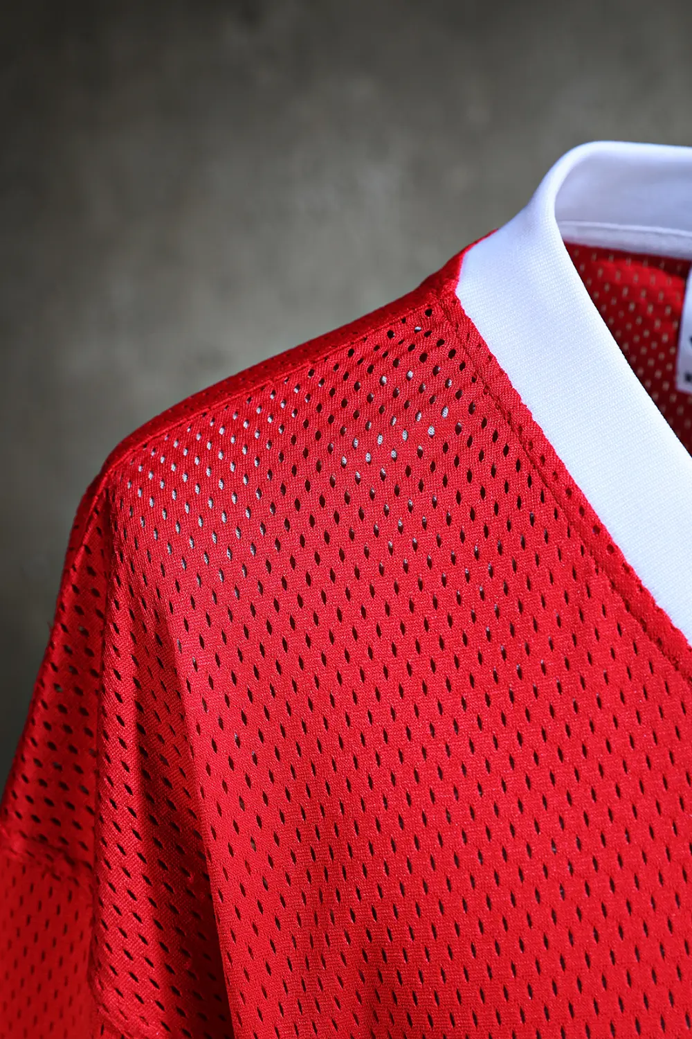 ByTheR Korean Flag V-Neck Mesh Short-Sleeve T-Shirt Red Detail