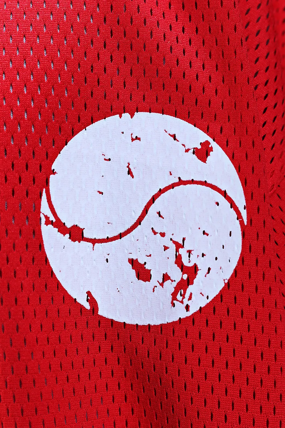 ByTheR Korean Flag V-Neck Mesh Short-Sleeve T-Shirt Red Detail