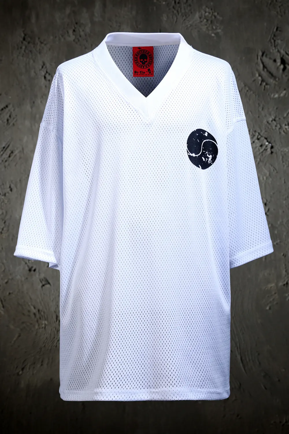 BYTHER Korean Flag V-Neck Mesh Short-Sleeve T-Shirt White Detail