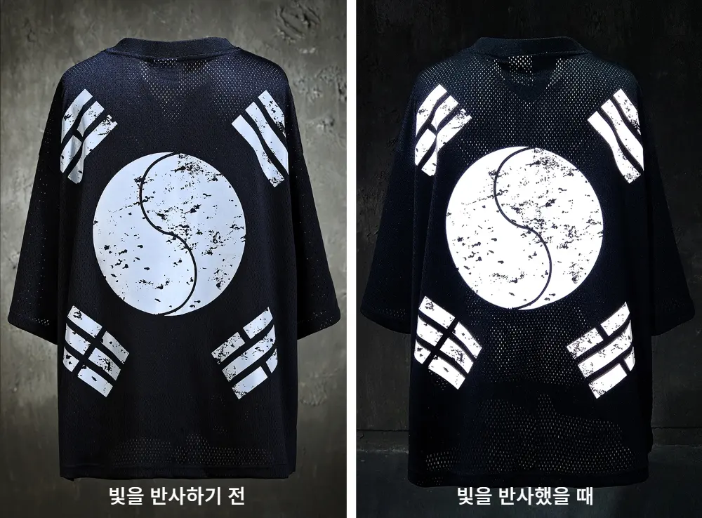 ByTheR Reflective Taegeukgi V-Neck Mesh Short-Sleeve T-Shirt Black Detail