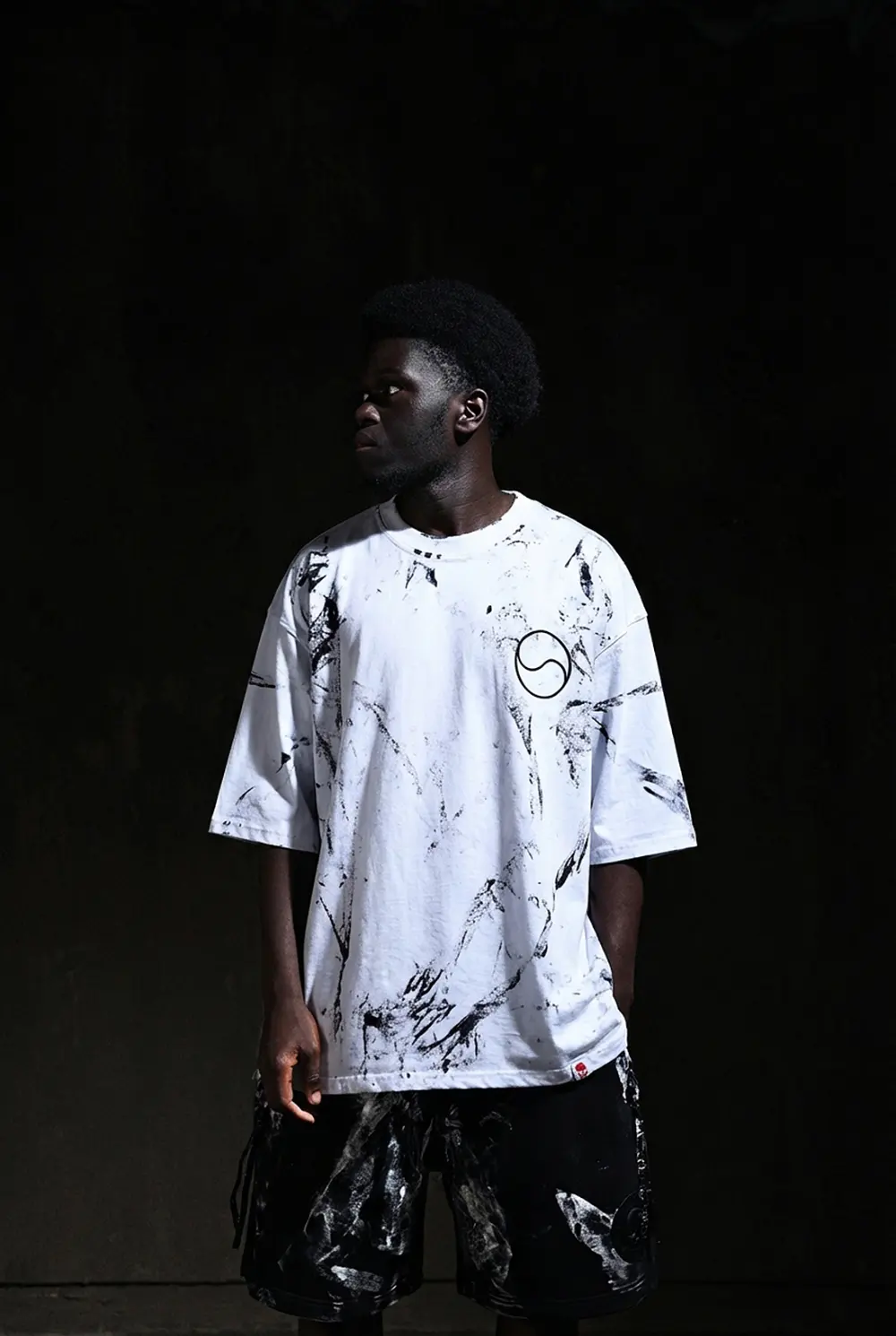 ByTheR Rough Painted Korean Flag Loose Fit Short Sleeve T-Shirt White Detail