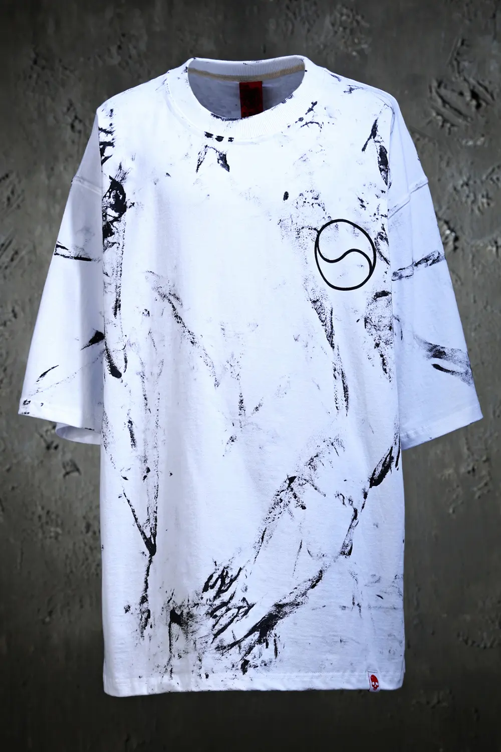 ByTheR Rough Painted Korean Flag Loose Fit Short Sleeve T-Shirt White Detail