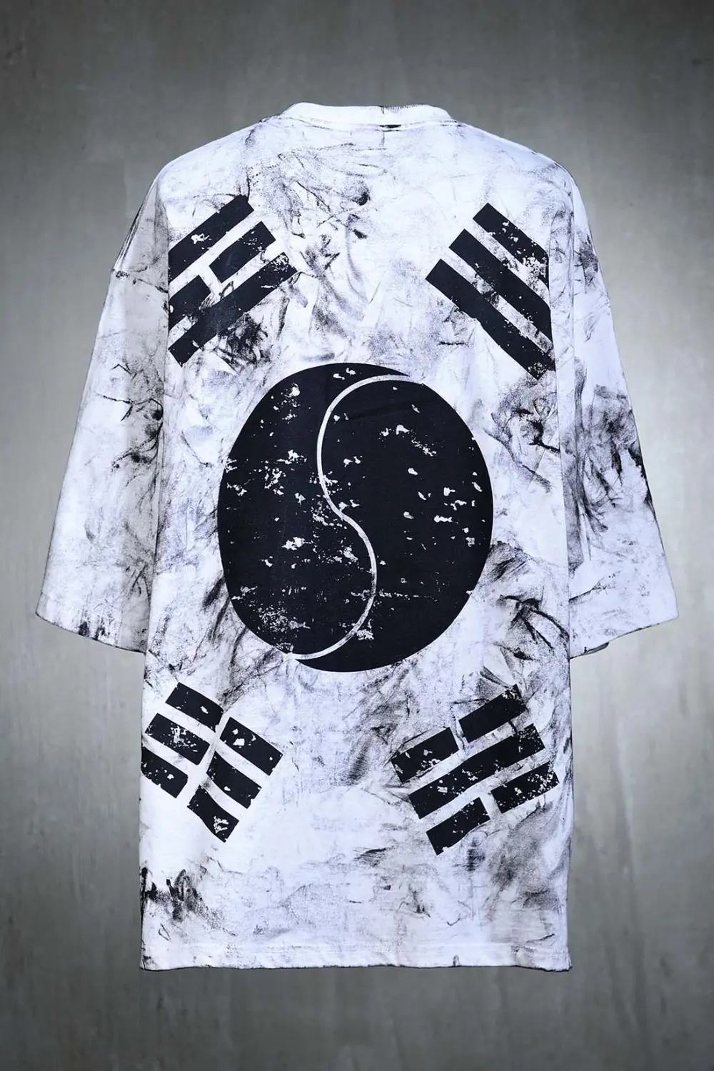 BYTHER Rough Painting Korean Flag Loose Fit Short Sleeve T-Shirt - White Detail