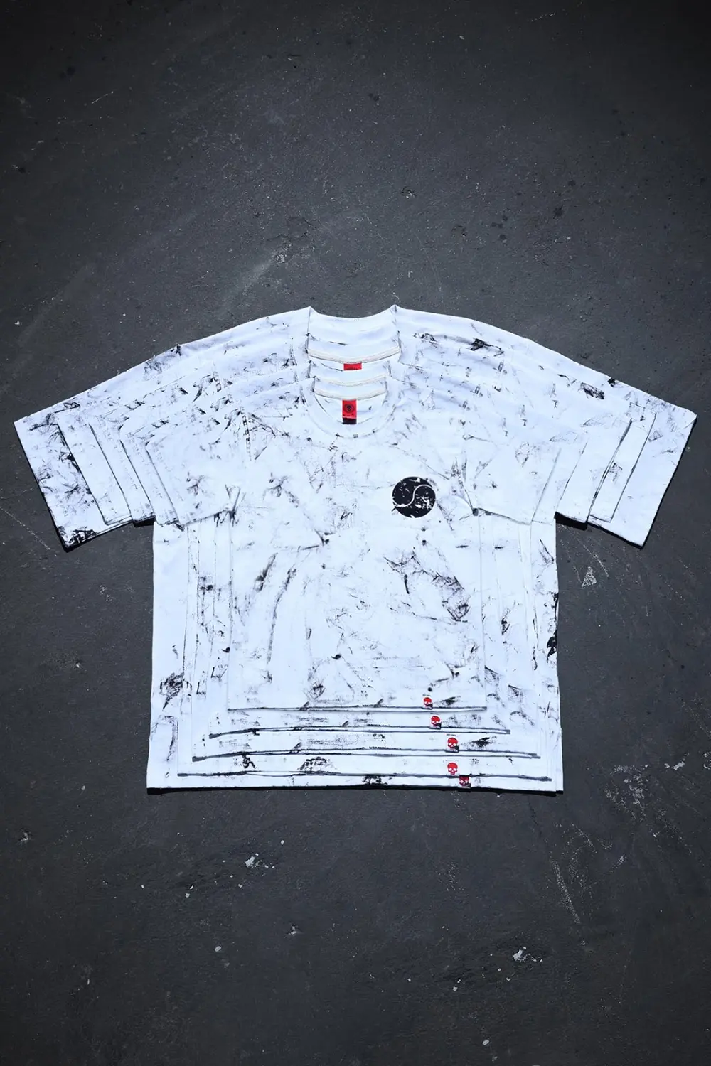 BYTHER Rough Painting Korean Flag Loose Fit Short Sleeve T-Shirt - White Detail