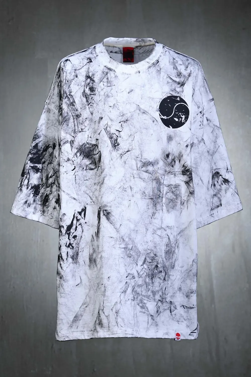 BYTHER Rough Painting Korean Flag Loose Fit Short Sleeve T-Shirt - White Detail