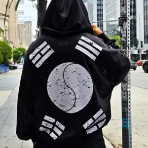 BYTHER Taegeukgi Mesh Hooded Zip-Up Jacket Black