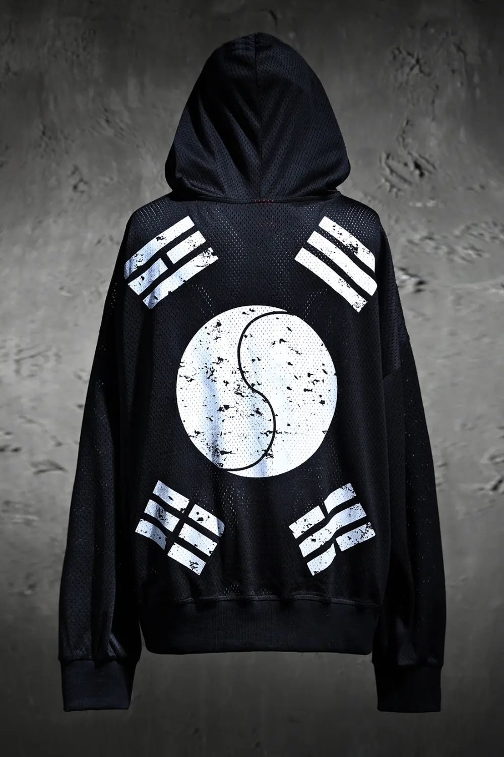 BYTHER Taegeukgi Mesh Hooded Zip-Up Jacket Black Detail