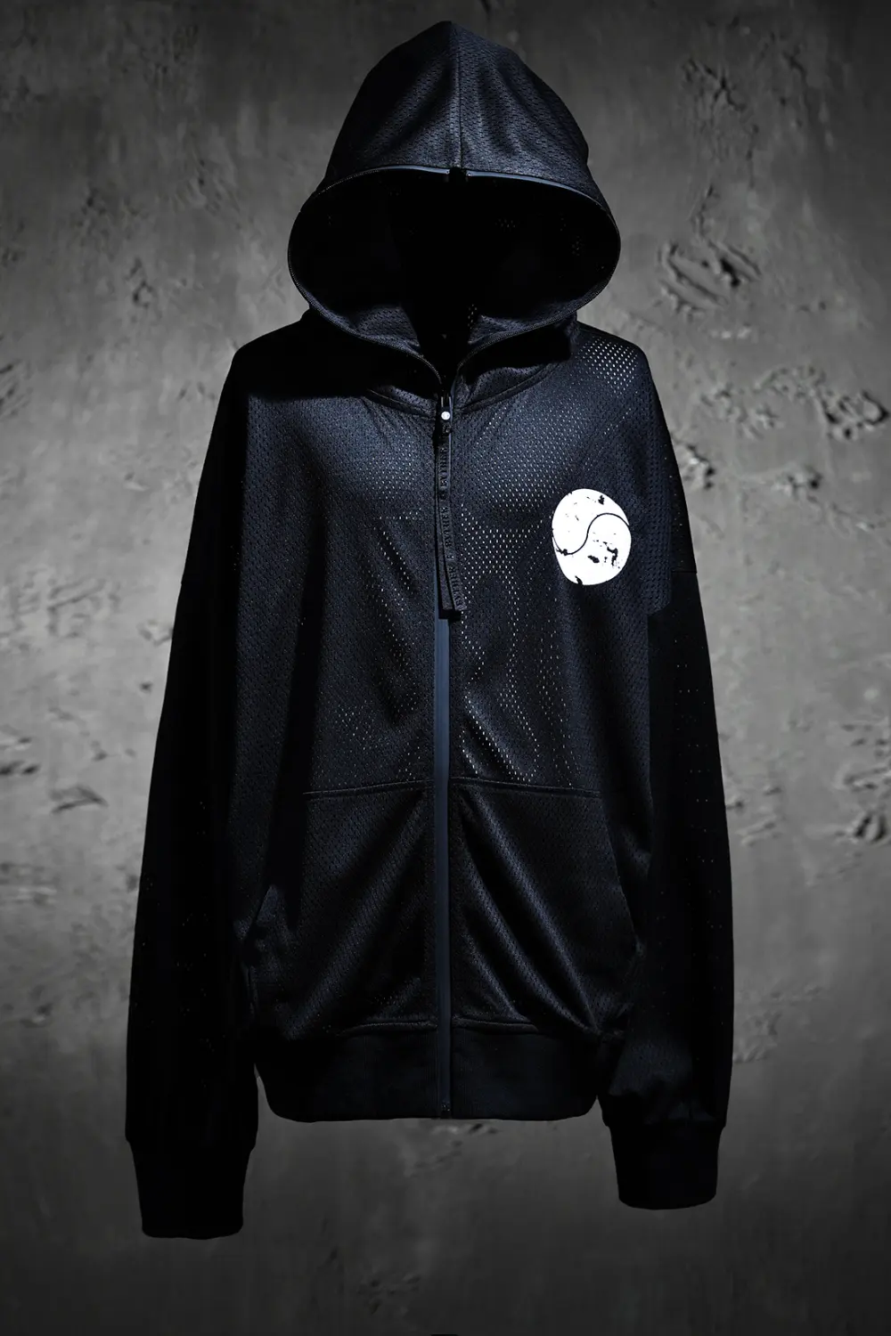BYTHER Taegeukgi Mesh Hooded Zip-Up Jacket Black Detail