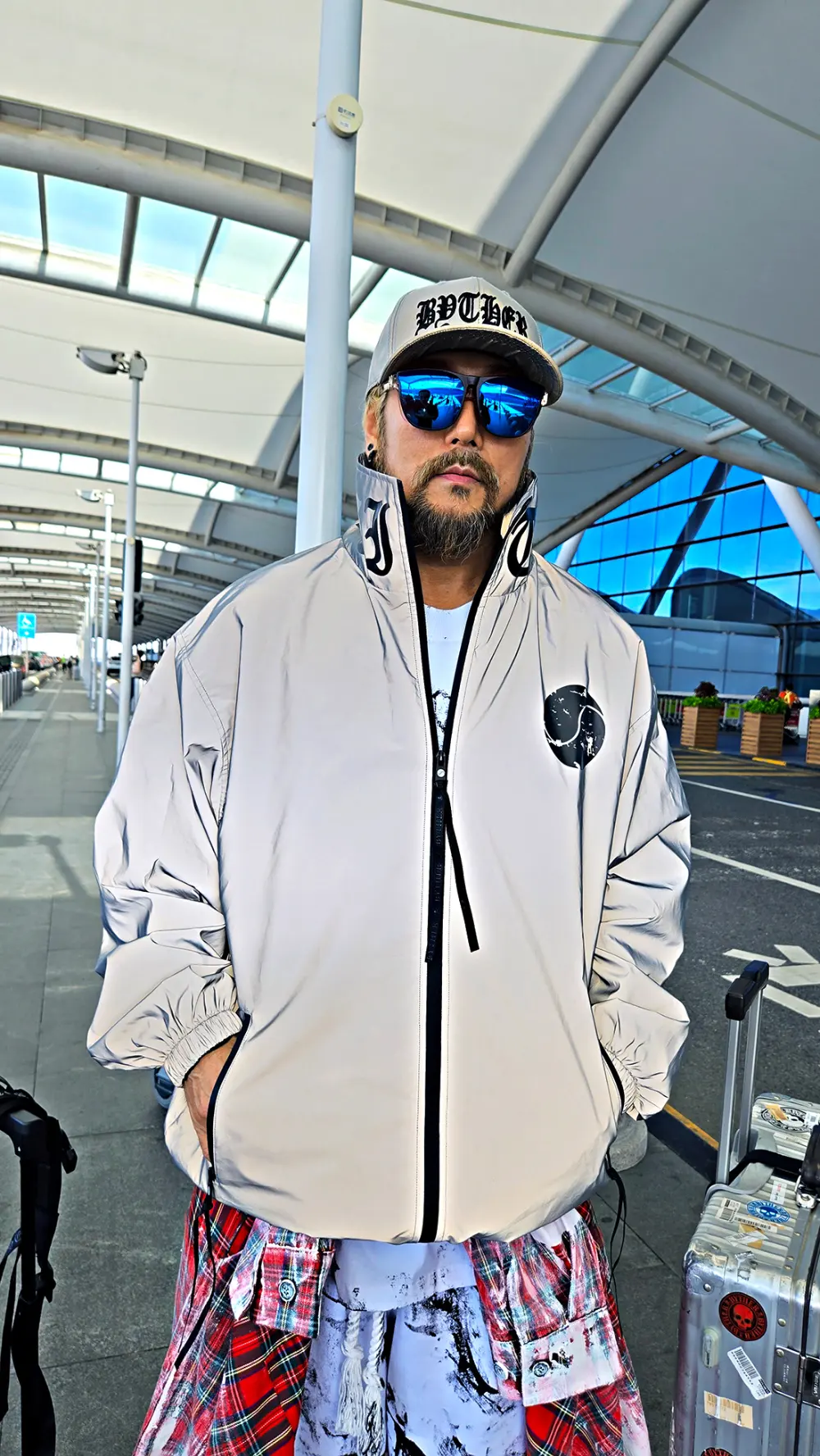 ByTheR Vintage Taegeukgi Reflective High-Neck Windbreaker Detail