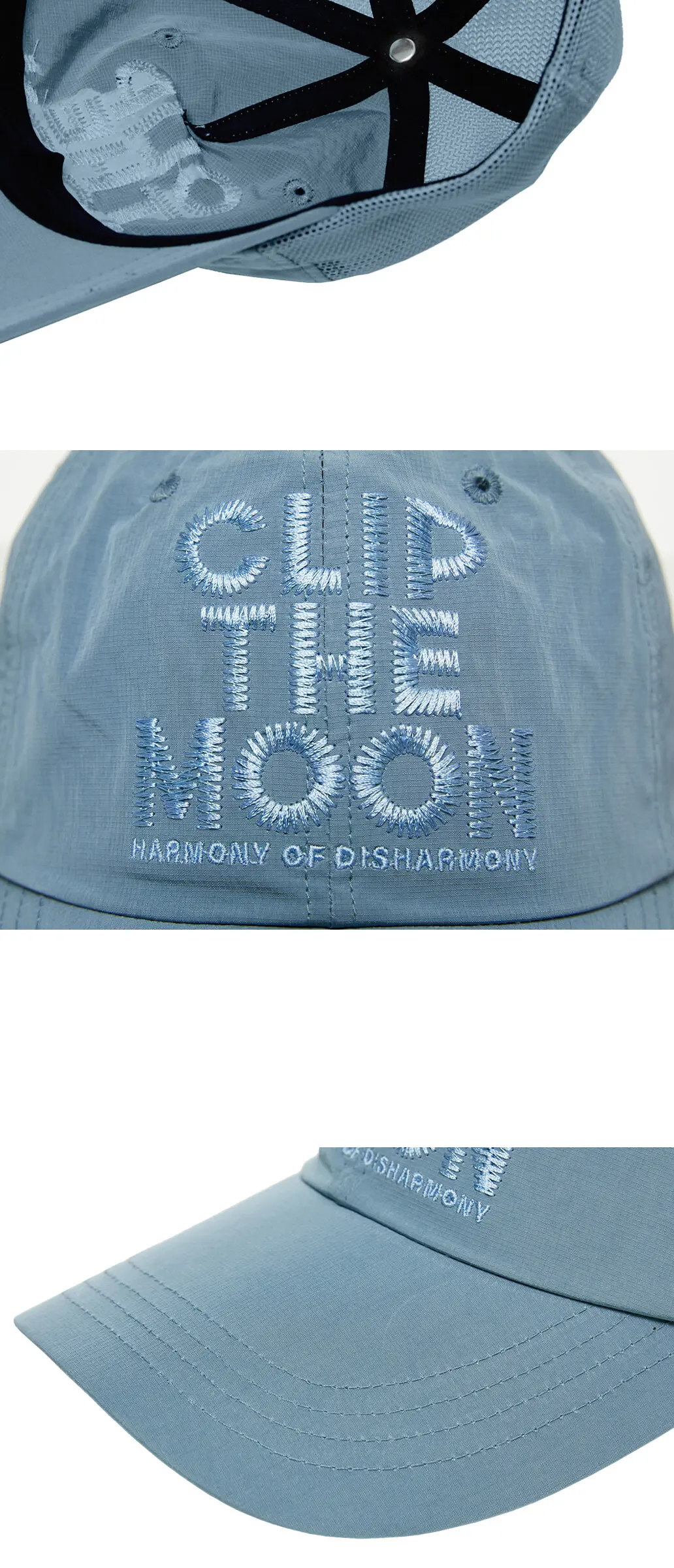 CLIP THE MOON Lunar Harmony Blue Sea Nylon Cap Detail