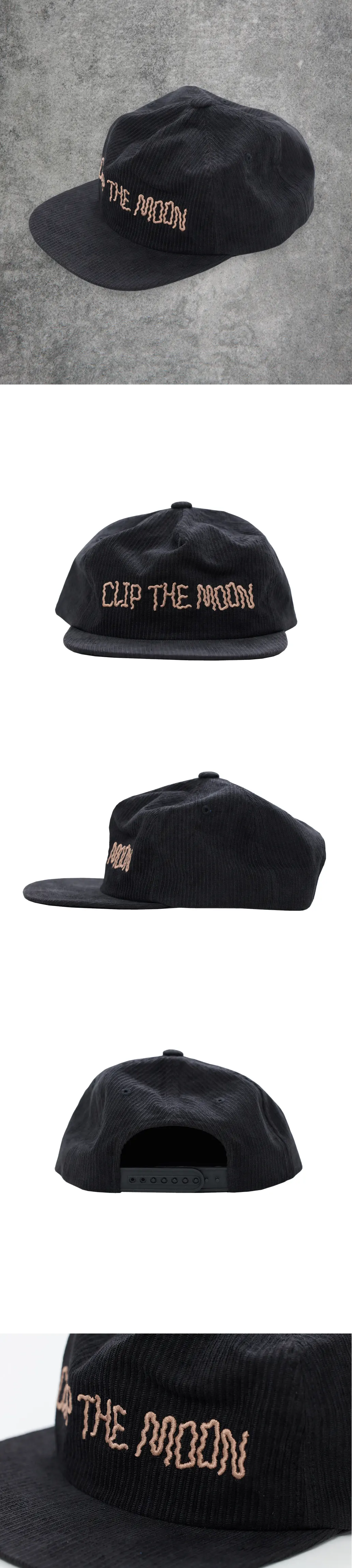 CLIP THE MOON Milkshake Corduroy Cap Matte Black Detail