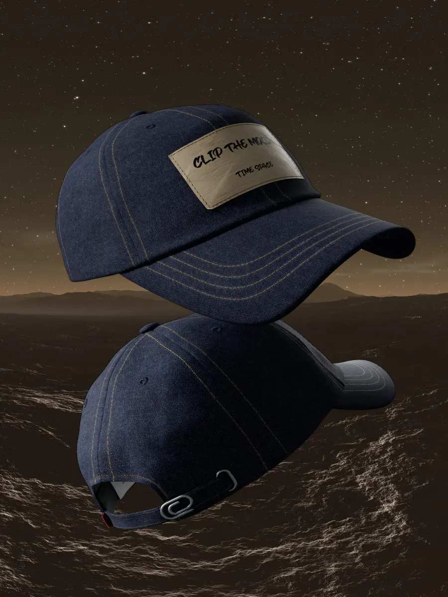 CLIP THE MOON Paper Label Cap Deep Blue Detail