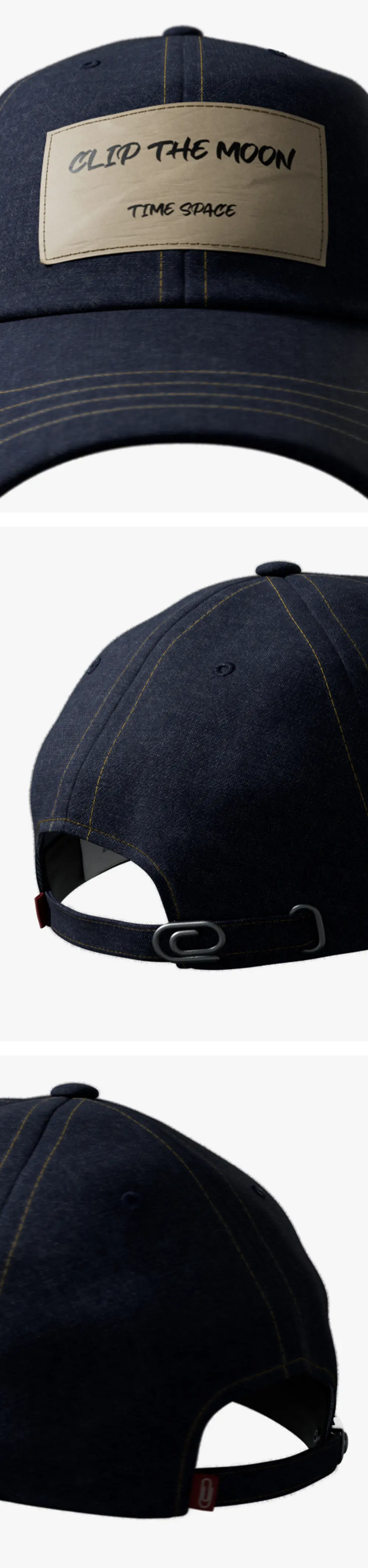 CLIP THE MOON Paper Label Cap Deep Blue Detail