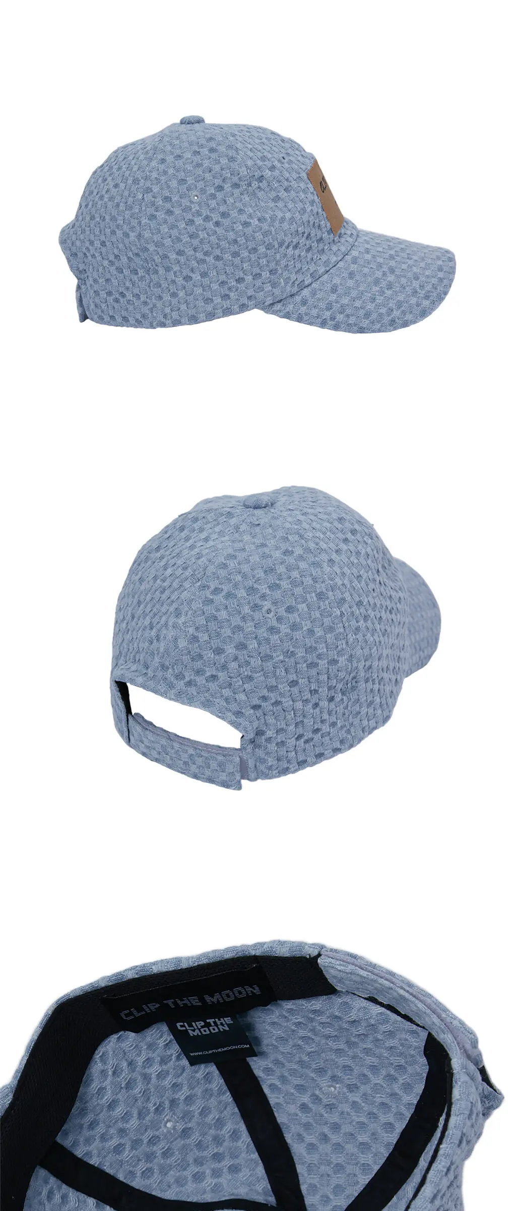 CLIP THE MOON Paper Label Grid Sky Blue Cap Detail