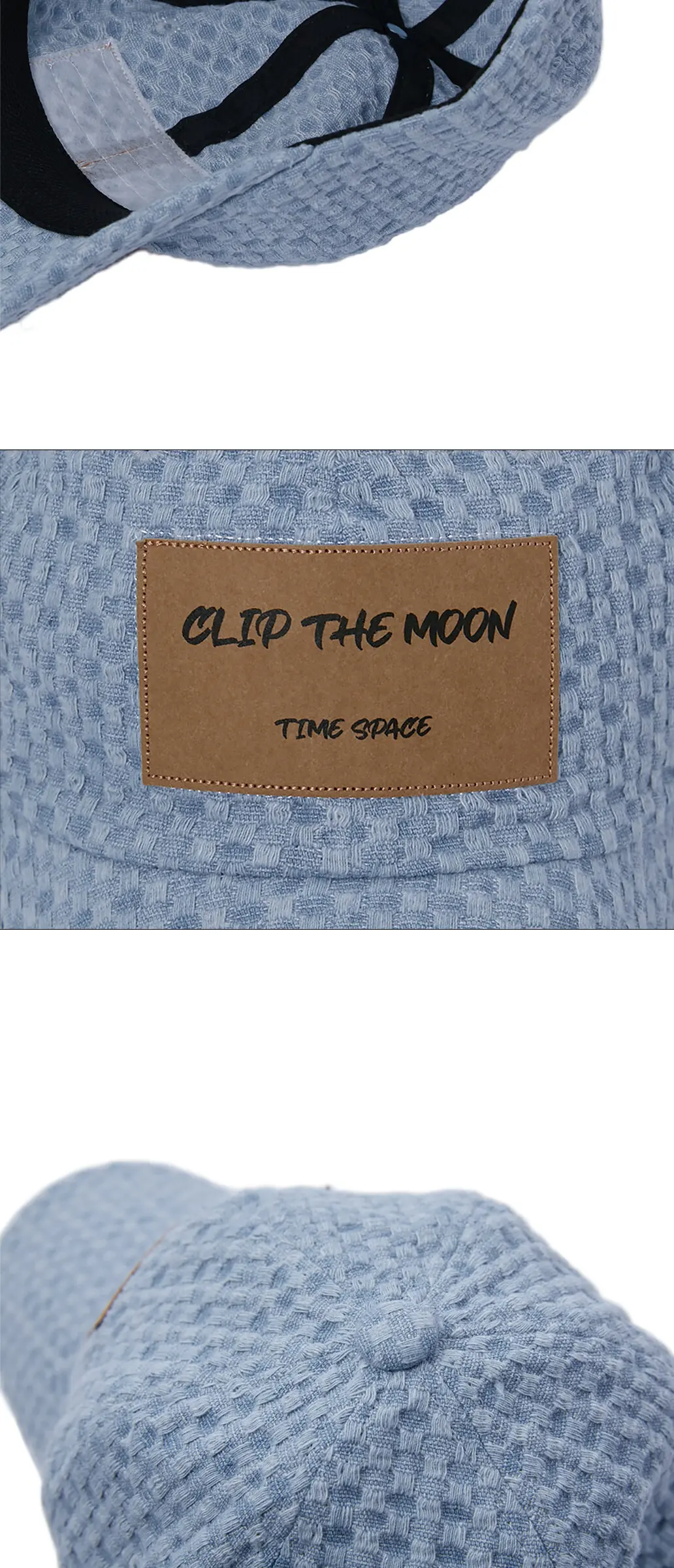 CLIP THE MOON Paper Label Grid Sky Blue Cap Detail